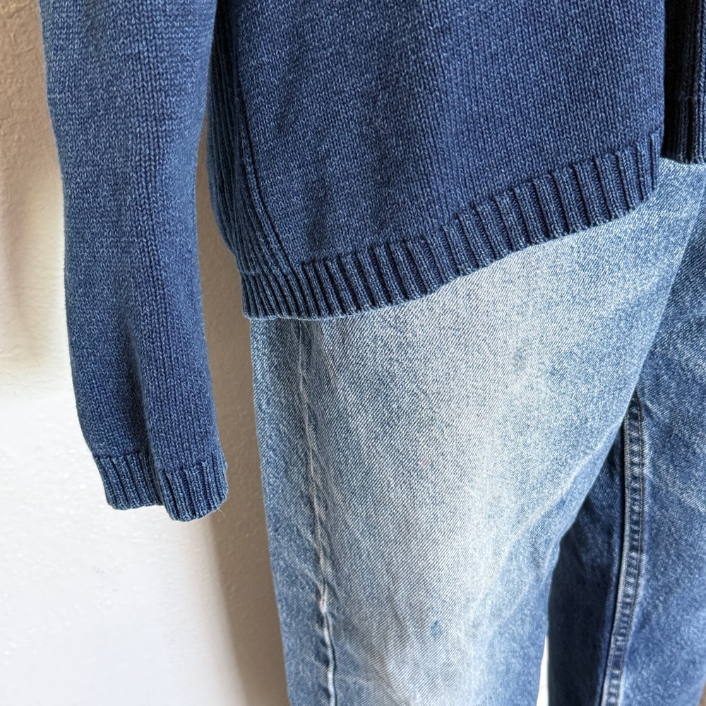 Vintage Eddie Bauer Men's V-Neck Sweater Blue 100% Cotton XL Tall - Picture 6 of 7